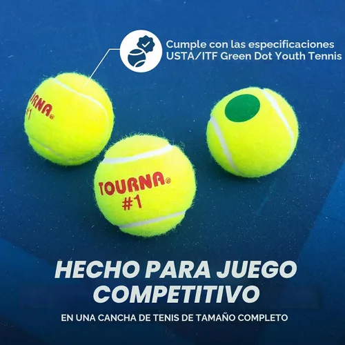 Vista 3 de Tourna Green Dot Low Compression Tennis Balls