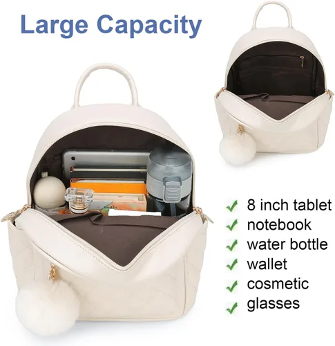 Vista 33 de Mini mochila de moda para niñas, bolso pequeño lindo de cuero a cuadros para mujer, mochilas pequeñas, Negro -, Mini mochila de moda para niñas