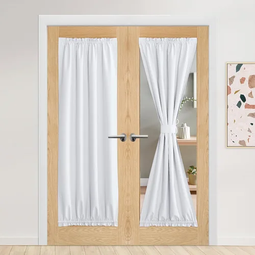 Vista 103 de NICETOWN Cortinas de Lino para Puerta Lateral - Cortinas Opacas con Aislamiento Térmico para Puerta Delantera Francesa para Sombra Pequeña