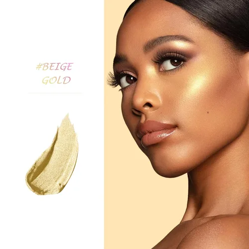 Vista 3 de Paleta de maquillaje iluminador, paleta de contorno brillante en polvo para iluminar el contorno de la cara, maquillaje dorado con reflejos