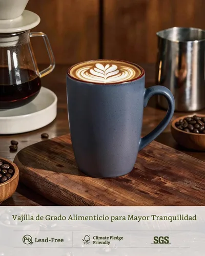 Vista 2 de famiware Venus - Tazas de café para 4, juego de tazas de 12 onzas, taza para beber con asa para café, té, cacao, leche, carbón