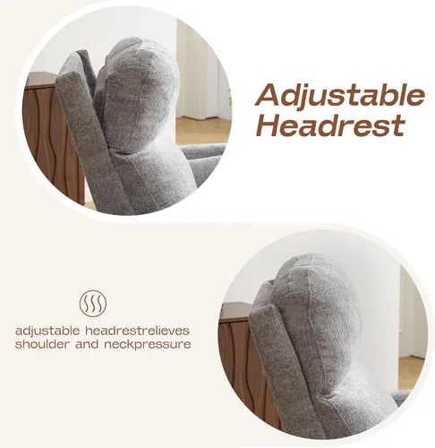 Vista 6 de Sillón reclinable eléctrico de gran tamaño con masaje y calor, mecedora con reposacabezas ajustable, sillón reclinable giratorio con 2 almohadas