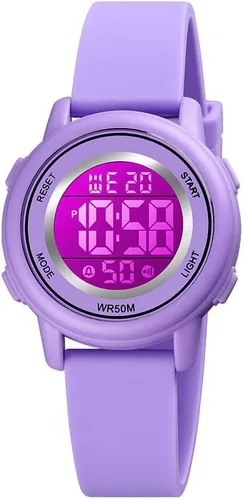 Vista 19 de Relojes digitales para mujer, pantalla LED, correa de silicona, reloj militar, multifunción, impermeable, alarma, cronómetro, retroiluminación LED