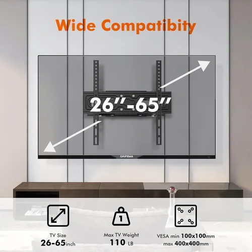 Vista 3 de GRIFEMA Soporte de pared para TV de movimiento completo para televisores
