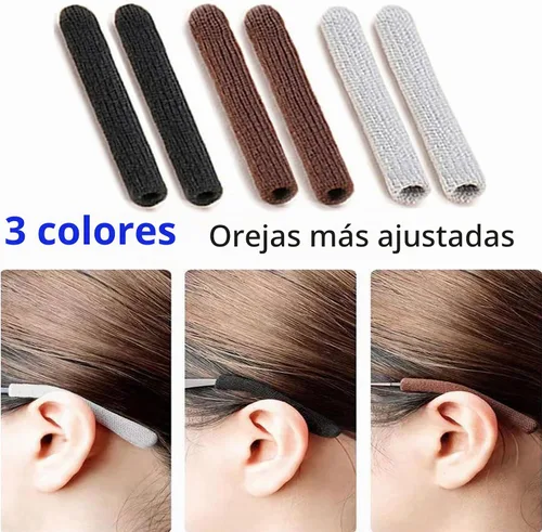 Vista 2 de KAJUDA 4 pares de pinzas para las orejas, almohadillas de algodón de punto suave, almohadillas de oreja, puntas de las patillas de las gafas