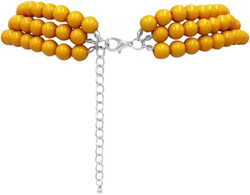 Vista 3 de Rosemarie & Jubalee Conjunto de regalo de joyería de collar y aretes de perlas de imitación de 3 hilos coloridos para mujer, extensor de 18 "+3