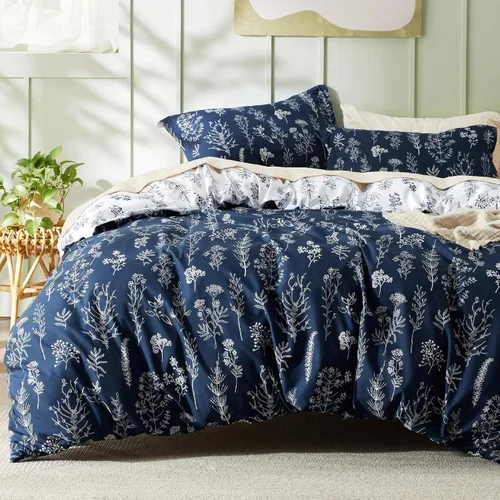 Vista 21 de Bedsure Juego de funda de edredón Twin para dormitorio, juego de funda de edredón reversible floral con cierre de cremallera, juego de ropa de cama