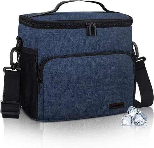 Vista 13 de Gloppie Fiambrera para hombres Bolsa de almuerzo para mujeres, a prueba de fugas almuerzo refrigerador bolsa negro gran almuerzo térmica