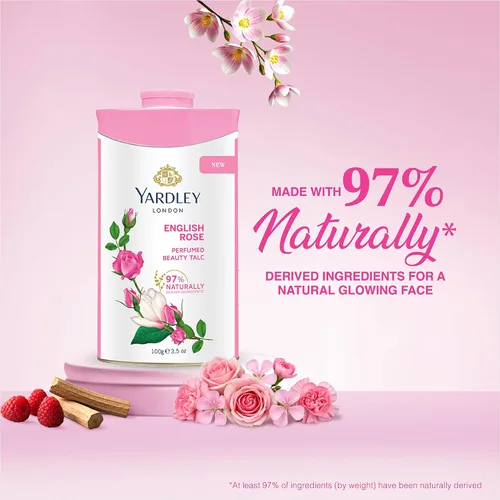 Vista 6 de Yardley London Rosa Inglesa Perfumado Talco Desodorante Polvo de Talco 100gm