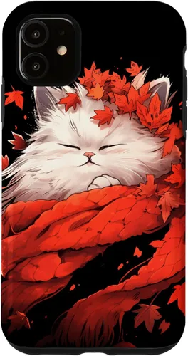 Vista 8 de Persian Cat Kitten Autumn Fall Leaves Thanksgiving Case for iPhone 16