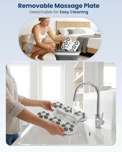 Vista 13 de Masajeador de baño de spa de pies mejorado 2026 con calor, bañera plegable 2-Gris