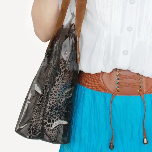 Vista 6 de Gris de la suerte Leopardo doble asa cuero bolso bolso bolso estilo casual, Gris