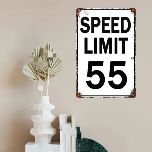 Vista 4 de Speed Limit - 55 letreros decorativos de metal de 8 x 12 pulgadas para tráfico, estilo retro, color 2