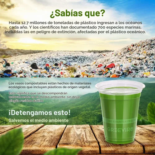 Vista 7 de Vasos de Plástico Transparente Compostables Ecológicos a Base de Plantas de 12 oz, Gruesos, Reutilizables, Desechables para Café Helado