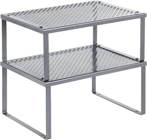 Vista 10 de SONGMICS Estante para especias, juego de 2 organizadores de estantes de metal para gabinetes, organizadores de encimera, elevadores de estantes
