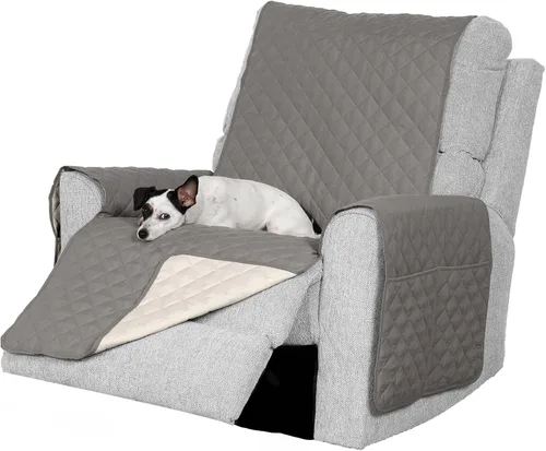 Vista 12 de Furhaven - Funda para muebles de sala de estar para perros y gatos, protector reversible de dos tonos, resistente al agua, lavable, color gris