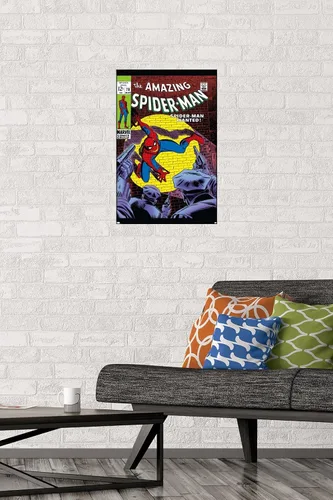 Vista 30 de Marvel Comics Amazing Spider-Man #70 - Póster de pared, 22.4 pulgadas de largo x 14.7 pulgadas de ancho, versión enmarcada de madera de granero