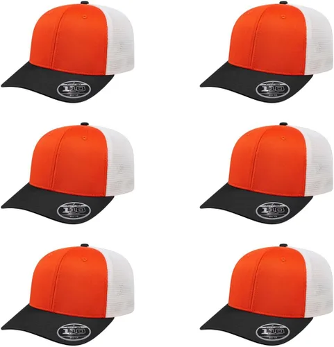 Vista 92 de Cap America i8502 Flexfit 110 Premium - Gorra de camionero de perfil medio con 6 paneles de malla trasera con protección UV y cierre ajustable