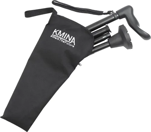 Vista 3 de KMINA Bastón ergonómico para caminar para mujeres y hombres (zurdo), agarre anatómico de la palma, altura ajustable, plegable y ligero, virola