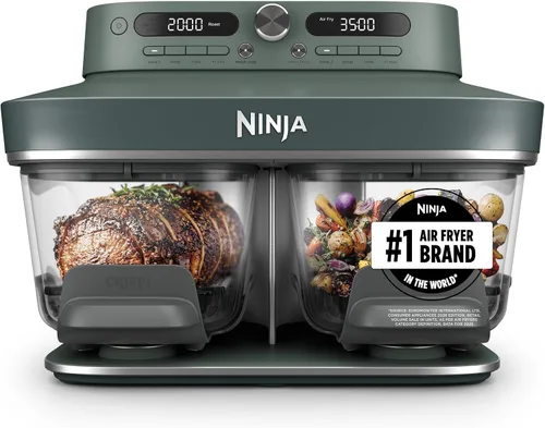 Vista 13 de Ninja Crispi DualZone - Freidora de aire para encimera de vidrio, hueso