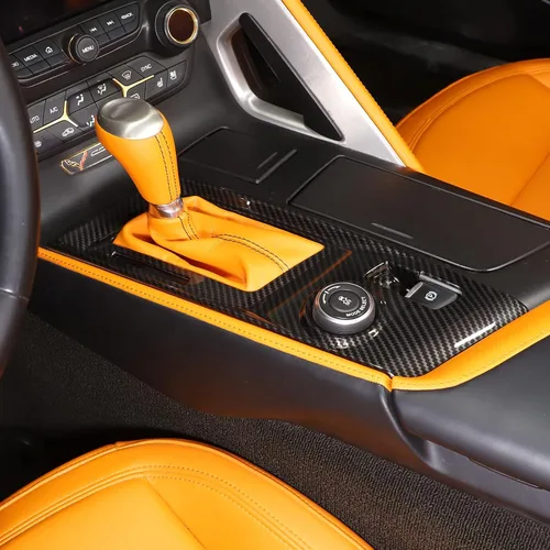 Vista 4 de Sekhyna Cubierta de panel de palanca de cambios ABS 1 unidad compatible con Corvette C7 Stingray 2014-2019 marco de consola central accesorios
