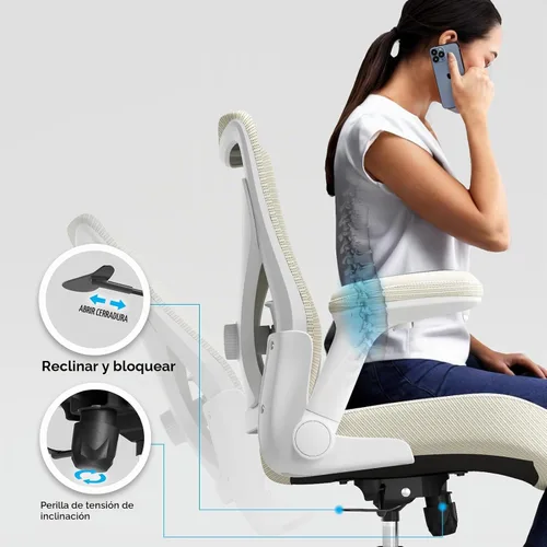 Vista 7 de Ergalithic Silla de Oficina Ergonómica para Hogar y Computadora - Silla X en Forma de Malla con Cuero PU y Soporte Lumbar Ajustable - Silla