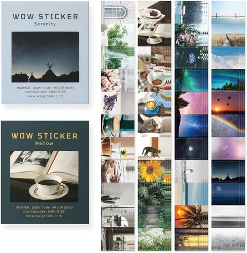 Vista 18 de Monolike Wow Sticker Ancien Fleur + Set de Póster Vintage - Mini Tamaño Lindas Calcomanías, Calcomanías Cuadradas