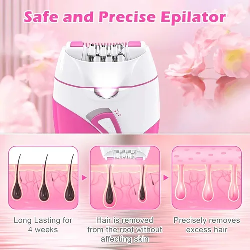 Vista 7 de Depiladora para mujeres, depiladora de piel glabrousa de deslizamiento suave con 2 velocidades y luz LED, depilación facial eléctrica adecuada