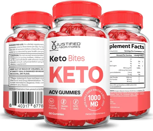 Vista 6 de Justified Laboratories Gomitas Keto Bites Keto ACV (1000 mg) 60