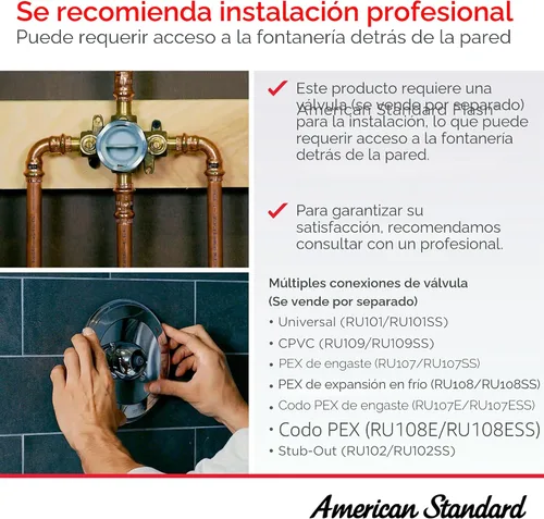 Vista 9 de American Standard TU061500.295 kit de moldura de válvula de ducha Aspirations, acabado de níquel cepillado