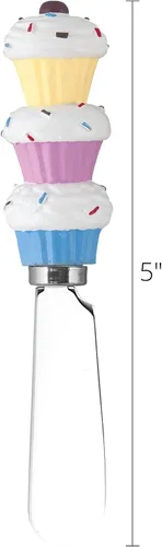 Vista 3 de UP ware Cupcakes - Esparcidores de queso, asas de resina pintadas a mano con cuchillas de acero inoxidable para untar queso crema, mantequilla