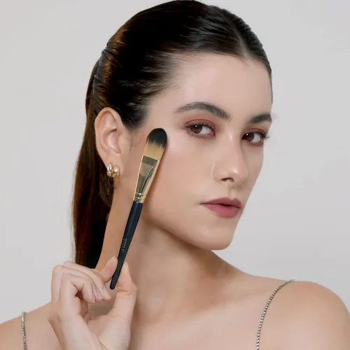Vista 6 de BEILI Juego de brochas de base para líquido, crema y polvo, cepillo de maquillaje de cara plana para máscara y corrector, herramientas de mezcla