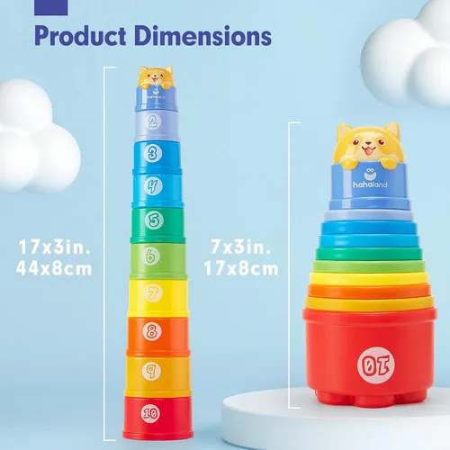 Vista 8 de hahaland Juguetes apilables para niños pequeños de 1 a 3 años – Vasos apilables – Juguete para niños de 1 a 2 años de edad Juguetes Montessori