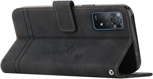 Vista 2 de Funda tipo cartera para Redmi Note 11 Pro, Redmi Note 11 Pro con tarjetero de cuero con función atril de protección completa magnética compatible
