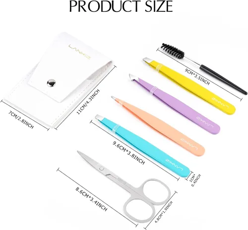 Vista 2 de LANKIZ Pinzas para el vello facial de las mujeres – Pinzas de cejas de acero inoxidable de precisión para hombres y mujeres, puntas inclinadas