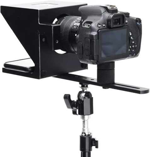 Vista 3 de El teleprompter personal compacto original para producción de video. No requiere estudio. Perfecto para réflex digital, cámaras web y cámaras