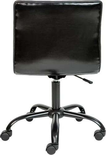 Vista 5 de Flash Furniture - Silla de oficina, vinilo negro, estructura negra, sin reposabrazos, asiento y respaldo acanalados, diseño de respaldo bajo