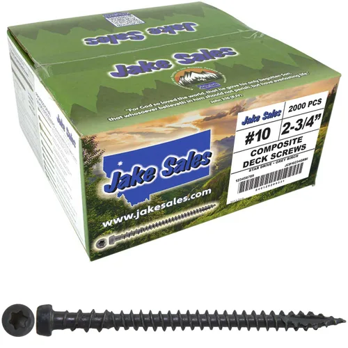 Vista 43 de Jake Sales #10 x 1-3/4" Cape COD Gris - Tornillo para madera de composite para terrazas con recubrimiento exterior, cabeza Torx/Star Drive