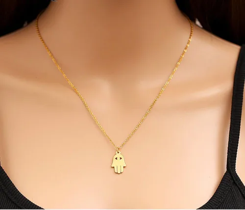 Vista 4 de Collar con colgante de palma de mano con protección de la buena suerte, 3