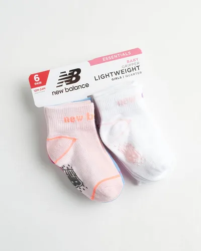 Vista 2 de New Balance Calcetines para bebé, paquete de 6 calcetines de corte de cuarto, calcetines antideslizantes (bebébebé)