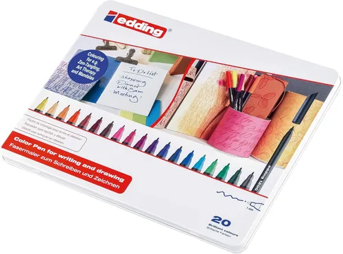 Vista 8 de edding Bolígrafo de 1200 colores fino - rojo inglés - 10 bolígrafos - punta redonda 0.039 in - rotulador para dibujo y escritura - para escuela
