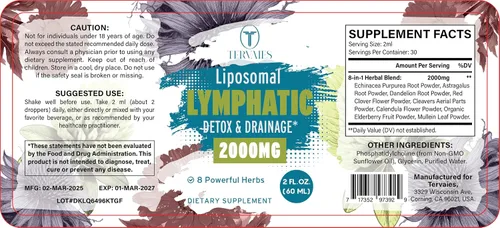 Vista 8 de Gotas de desintoxicación linfática liposomal y drenaje - Mezcla de hierbas de 2000 mg con saúco y equinácea - Apoya el drenaje linfático, el sistema