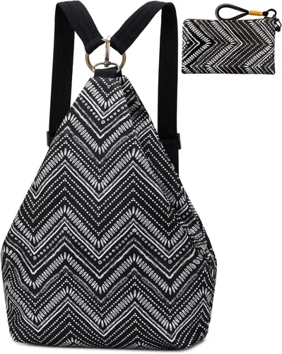 Vista 15 de Mochila pequeña bohemia de mariposa negra para mujer, mochila de viaje ligera Rojo albaricoque M