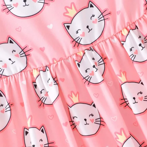 Vista 4 de Popshion Vestidos de niña con mangas con vuelo, vestido de verano para niños, fiesta de cumpleaños, sin mangas, vestido de 1 a 8 años