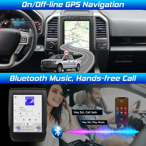 Vista 5 de Radio Cidava F150, estéreo CarPlay para F150 2015-2020, Super Duty 2017-2022 12.1 Inch Android Head Unit Replacement, Support Wired and Wireless
