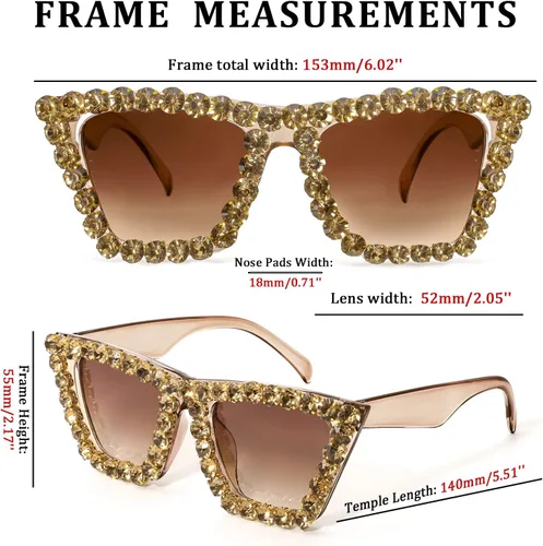 Vista 5 de FEISEDY Gafas de sol cuadradas de cristal para mujer, ojo de gato, brillantes y modernas, retro, gafas de sol B2898