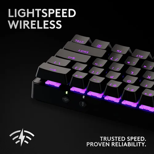 Vista 3 de Logitech G PRO X 60 Lightspeed - Teclado inalámbrico para juegos, ultra compacto TKL 60% mecánico para PC con Windows, LIGHTSYNC RGB, teclas PBT