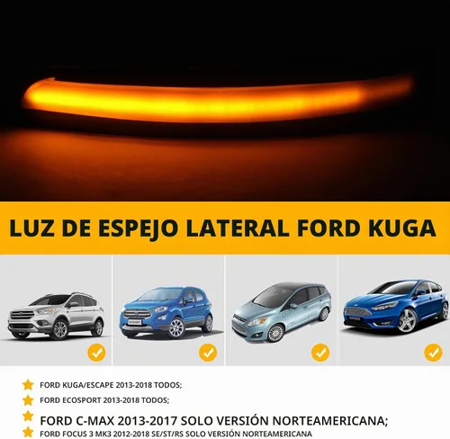 Vista 2 de Luces LED de señal de giro para espejo lateral para Ford Focus ST RS 2012-2018, para Ford Kuga Escape Ecosports 2013-2018, C-Max 2013-2017, Lentes