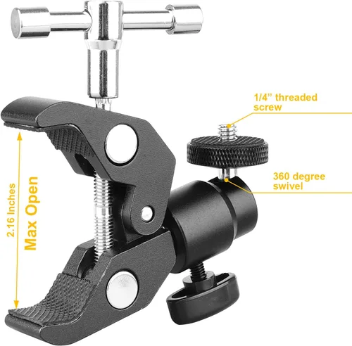 Vista 2 de Abrazadera de montaje de bola con cabeza de bola de montaje de zapata con cabezal de trípode de 1/4 "-20 adaptador de zapata caliente y súper