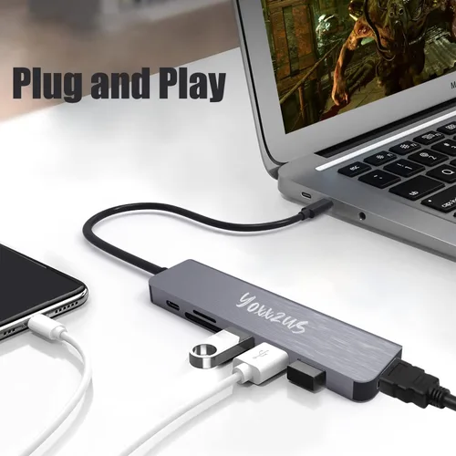 Vista 4 de Adaptador multipuerto USB-C Hub para interruptorinterruptor OLEDMacBookiPad Proportátil